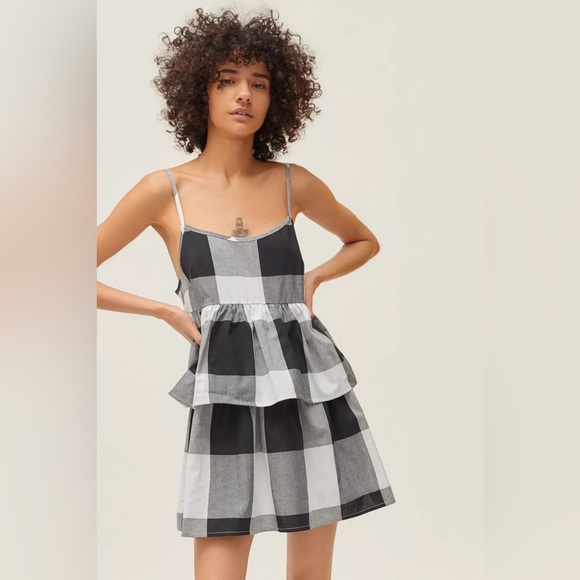 Urban Renewal Remnants Blown Out Gingham Tiered Mini Dress - XS - Picture 4 of 13
